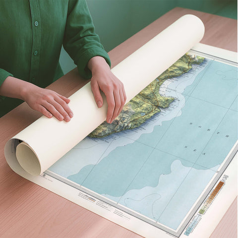 Thurso (UK) 1912 topographic restored antique shaded relief map print on fine art paper rolled poster ready for shipping