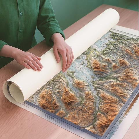 Ullapool (UK) 1912 topographic restored antique shaded relief map print on fine art paper rolled poster ready for shipping