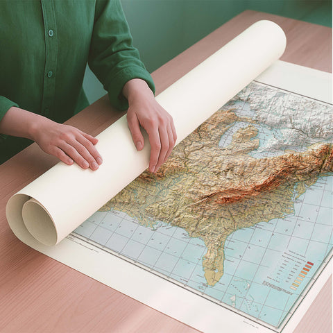 USA 1911 topographic restored antique shaded relief map print on fine art paper rolled poster ready for shipping