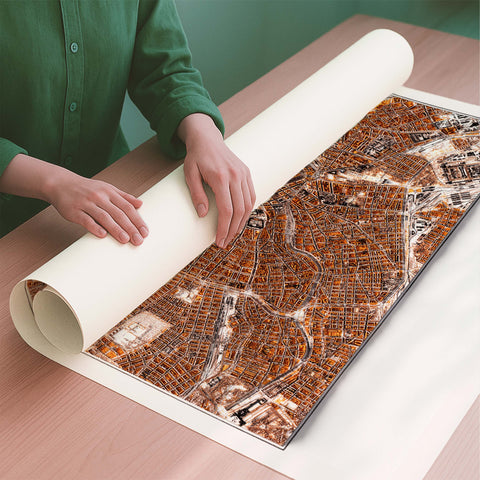 Vienna (Austria) 1934 city restored antique shaded relief map print on fine art paper rolled poster ready for shipping