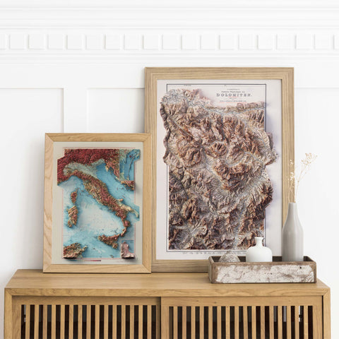 Best selling shaded relief map, Italy topographic map 1967, Dolomites topographic map 1904