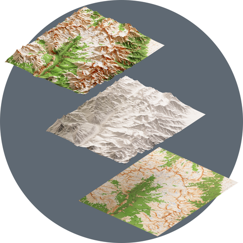 Tailor-made to suit your unique needs, our custom shaded relief maps bring your vision to life