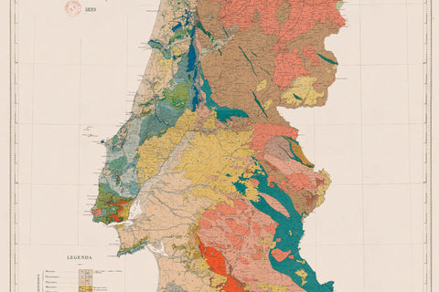 Portugal geological map published in 1899 after the restoration process by VizCart