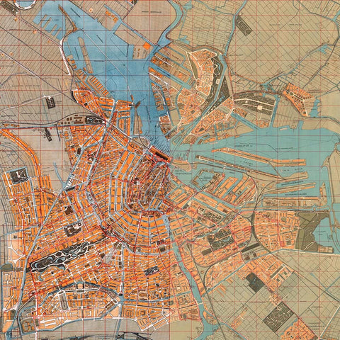 Vintage digitally restored map of Amsterdam, published around 1914, VizCart by VizArt