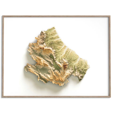 Abruzzo (Italy) GEO elevation tint shaded relief map print with 3D effect fine art wall decor. VizCart from Vizart.