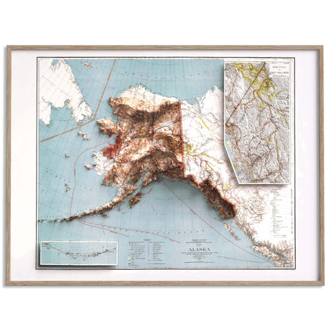 Alaska (USA), Topographic map - 1898, 2D printed shaded relief map with 3D effect of a 1898 topographic map of Alaska (USA). Shop our beautiful fine art printed maps on supreme Cotton paper. Vintage maps digitally restored and enhanced with a 3D effect. VizCart from Vizart