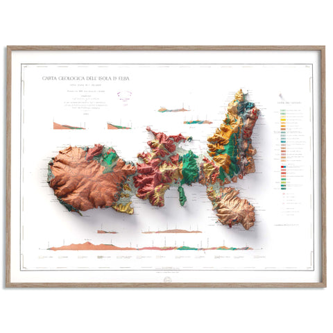 Elba Island (Italy), Geological map - 1884, 2D printed shaded relief map with 3D effect of a 1904 topographic map of Dolomites (Italy). Shop our beautiful fine art printed maps on supreme Cotton paper. Vintage maps digitally restored and enhanced with a 3D effect. VizCart from Vizart