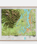 Seattle (Washington, USA), Topographic map - 1958, 2D printed shaded relief map with 3D effect of a 1958 topographic map of Seattle (Washington, USA). Shop our beautiful fine art printed maps on supreme Cotton paper. Vintage maps digitally restored and enhanced with a 3D effect., VizCart from Vizart