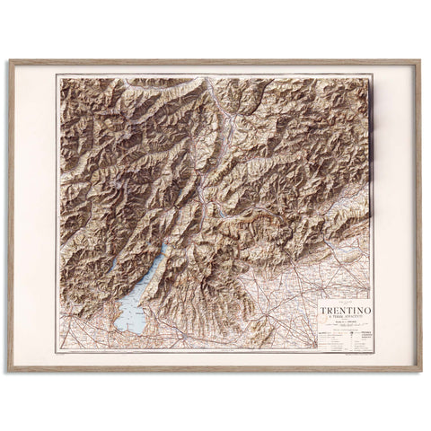 Trentino (Italy), Topographic map - 1916, 2D printed shaded relief map with 3D effect of a 1916 topographic map of Trentino (Italy). Shop our beautiful fine art printed maps on supreme Cotton paper. Vintage maps digitally restored and enhanced with a 3D effect. VizCart from Vizart