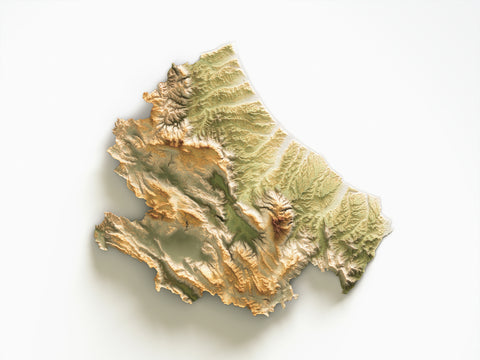 Abruzzo (Italy) GEO elevation tint shaded relief map print with 3D effect fine art wall decor. VizCart from Vizart
