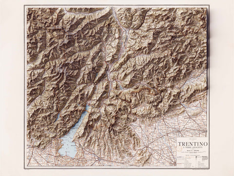Trentino (Italy), Topographic map - 1916, 2D printed shaded relief map with 3D effect of a 1916 topographic map of Trentino (Italy). Shop our beautiful fine art printed maps on supreme Cotton paper. Vintage maps digitally restored and enhanced with a 3D effect. VizCart from Vizart