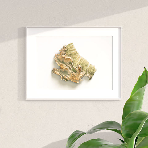 Abruzzo (Italy) GEO elevation tint shaded relief map print with 3D effect fine art wall decor. VizCart from Vizart