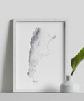 Argentina, Elevation tint - White, 2D printed shaded relief map with 3D effect of Argentina with white tint. Shop our beautiful fine art printed maps on supreme Cotton paper. Vintage maps digitally restored and enhanced with a 3D effect., VizCart from Vizart