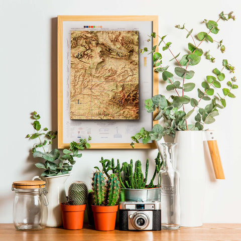 Burgos (Spain), Topographic map - 1944, 2D printed shaded relief map with 3D effect of a 1944 topographic map of Burgos (Spain). Shop our beautiful fine art printed maps on supreme Cotton paper. Vintage maps digitally restored and enhanced with a 3D effect. VizCart from Vizart