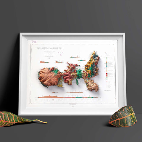 Elba Island (Italy), Geological map - 1884, 2D printed shaded relief map with 3D effect of a 1904 topographic map of Dolomites (Italy). Shop our beautiful fine art printed maps on supreme Cotton paper. Vintage maps digitally restored and enhanced with a 3D effect. VizCart from Vizart