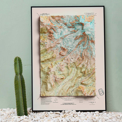 Mt Rainier West (Washington, USA), Topographic map - 1971, 2D printed shaded relief map with 3D effect of a 1906 topographic map of Mount Rainier West (Washington, USA). Shop our beautiful fine art printed maps on supreme Cotton paper. Vintage maps digitally restored and enhanced with a 3D effect. VizCart from Vizart