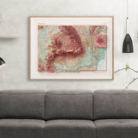 Romania, Topographic map - 1963, 2D printed shaded relief map with 3D effect of a 1963 topographic map of Romania. Shop our beautiful fine art printed maps on supreme Cotton paper. Vintage maps digitally restored and enhanced with a 3D effect. VizCart from Vizart