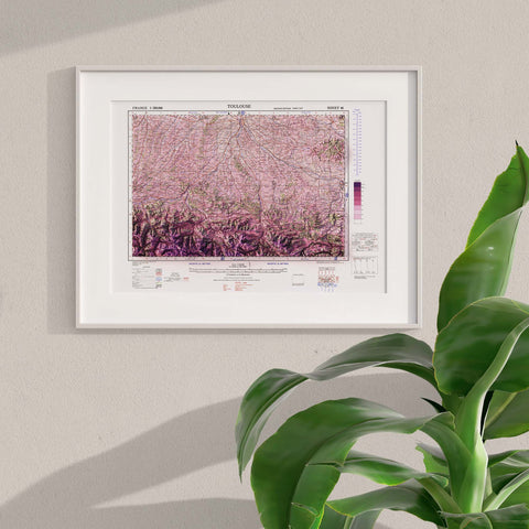 Toulouse (France), Topographic map - 1943, 2D printed shaded relief map with 3D effect of a 1943 topographic map of Toulouse (France). Shop our beautiful fine art printed maps on supreme Cotton paper. Vintage maps digitally restored and enhanced with a 3D effect. VizCart from Vizart