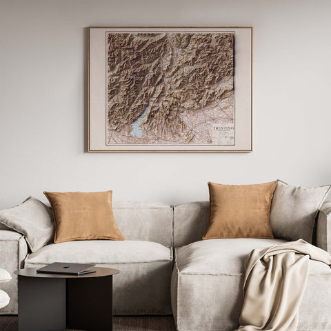 Trentino (Italy), Topographic map - 1916, 2D printed shaded relief map with 3D effect of a 1916 topographic map of Trentino (Italy). Shop our beautiful fine art printed maps on supreme Cotton paper. Vintage maps digitally restored and enhanced with a 3D effect. VizCart from Vizart