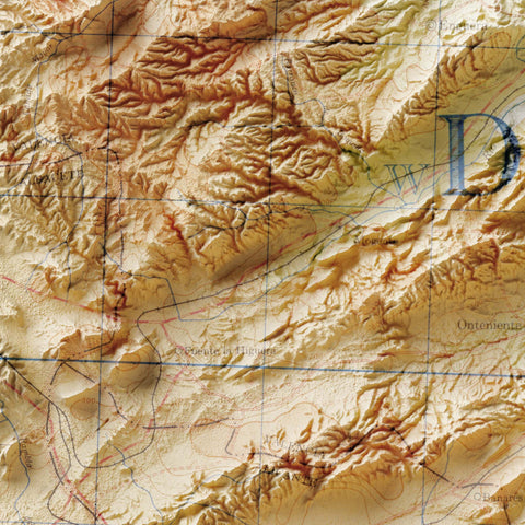 Alicante (Spain), Topographic map - 1944, 2D printed shaded relief map with 3D effect of a 1944 topographic map of Alicante (Spain). Shop our beautiful fine art printed maps on supreme Cotton paper. Vintage maps digitally restored and enhanced with a 3D effect. VizCart from Vizart
