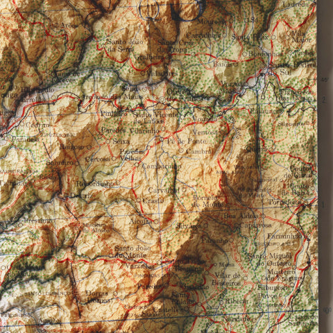 Coimbra (Portugal), Topographic map - 1944, 2D printed shaded relief map with 3D effect of a 1944 topographic map of Coimbra (Portugal). Shop our beautiful fine art printed maps on supreme Cotton paper. Vintage maps digitally restored and enhanced with a 3D effect. VizCart from Vizart