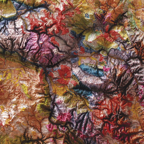 Colorado (USA), Geological map - 1979, 2D printed shaded relief map with 3D effect of a 1979 geological map of Colorado (USA). Shop our beautiful fine art printed maps on supreme Cotton paper. Vintage maps digitally restored and enhanced with a 3D effect. VizCart from Vizart