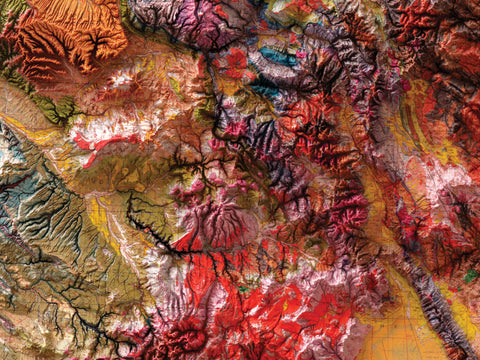 Colorado (USA), Geological map - 1979, 2D printed shaded relief map with 3D effect of a 1979 geological map of Colorado (USA). Shop our beautiful fine art printed maps on supreme Cotton paper. Vintage maps digitally restored and enhanced with a 3D effect., VizCart from Vizart