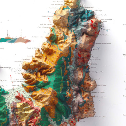 Elba Island (Italy), Geological map - 1884, 2D printed shaded relief map with 3D effect of a 1904 topographic map of Dolomites (Italy). Shop our beautiful fine art printed maps on supreme Cotton paper. Vintage maps digitally restored and enhanced with a 3D effect. VizCart from Vizart