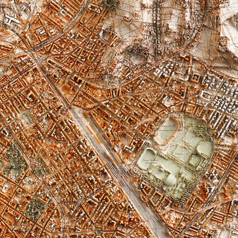 Florence (Italy), City map - 1936, 2D printed shaded relief map with 3D effect of a 1936 city map of Florence (Italy). Shop our beautiful fine art printed maps on supreme Cotton paper. Vintage maps digitally restored and enhanced with a 3D effect. VizCart from Vizart