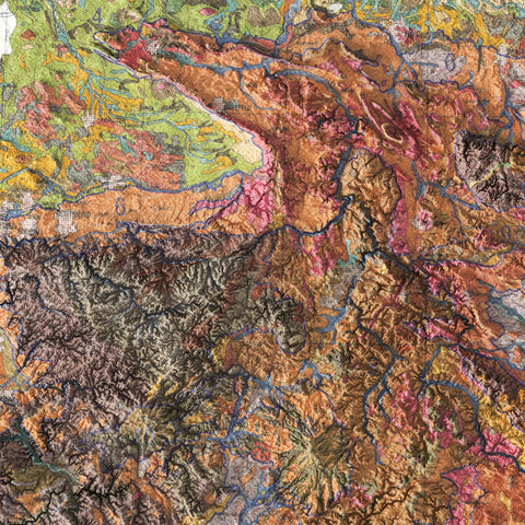 Germany, Soil map - 1995, 2D printed shaded relief map with 3D effect of a 1995 soil map of Germany. Shop our beautiful fine art printed maps on supreme Cotton paper. Vintage maps digitally restored and enhanced with a 3D effect. VizCart from Vizart