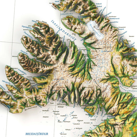 Iceland, Soil map - 1998, 2D printed shaded relief map with 3D effect of a 1998 soil map of Iceland. Shop our beautiful fine art printed maps on supreme Cotton paper. Vintage maps digitally restored and enhanced with a 3D effect. VizCart from Vizart