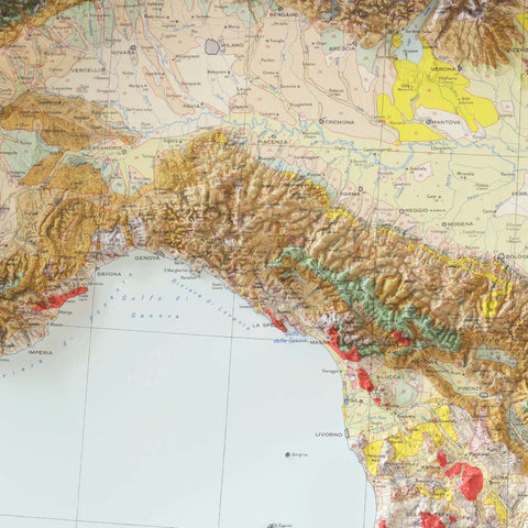 Italy, Soil map - 1966, 2D printed shaded relief map with 3D effect of a 1966 soil map of Italy. Shop our beautiful fine art printed maps on supreme Cotton paper. Vintage maps digitally restored and enhanced with a 3D effect. VizCart from Vizart