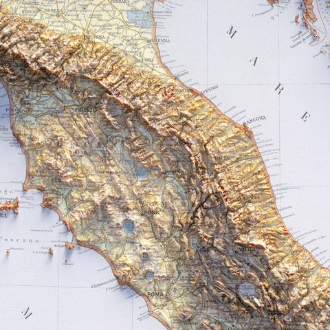 Italy, Topographic map - 1922, 2D printed shaded relief map with 3D effect of a 1922 topographic map of Italy. Shop our beautiful fine art printed maps on supreme Cotton paper. Vintage maps digitally restored and enhanced with a 3D effect. VizCart from Vizart