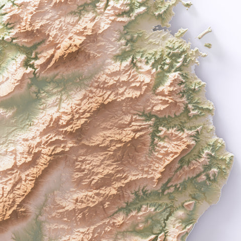 Sardinia (Italy) geo shaded relief elevation map printed on fine art paper close-up