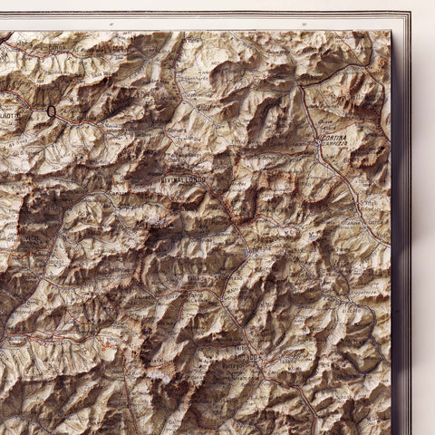 Trentino (Italy), Topographic map - 1916, 2D printed shaded relief map with 3D effect of a 1916 topographic map of Trentino (Italy). Shop our beautiful fine art printed maps on supreme Cotton paper. Vintage maps digitally restored and enhanced with a 3D effect. VizCart from Vizart