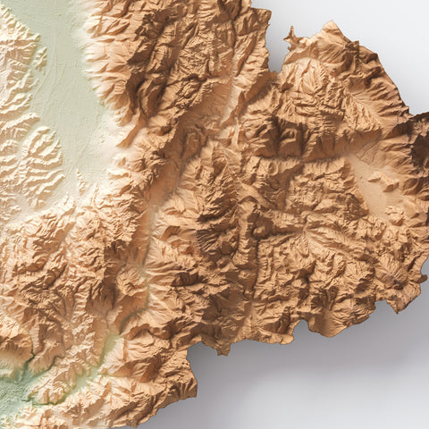 Umbria (Italy) geo shaded relief elevation map printed on fine art paper close-up