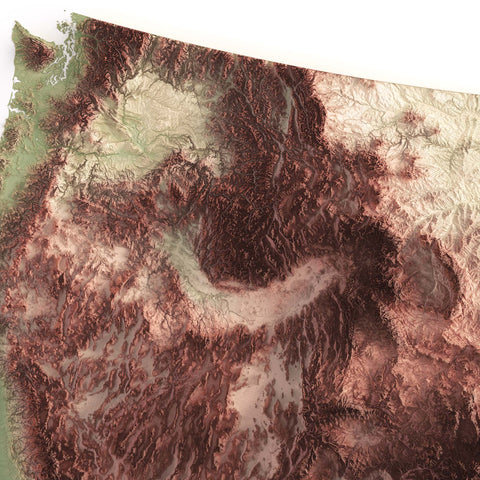 USA, Elevation tint - Geo, 2D printed shaded relief map with 3D effect of USA (Contiguous) with geo hypsometric tint. Shop our beautiful fine art printed maps on supreme Cotton paper. Vintage maps digitally restored and enhanced with a 3D effect. VizCart from Vizart