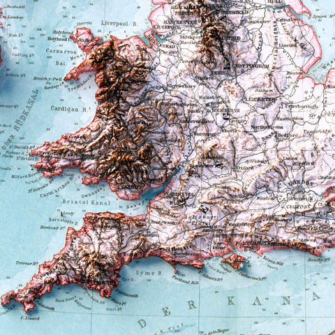 British-Irish Isles, Topographic map - 1911, 2D printed shaded relief map with 3D effect of a 1911 topographic map of Britain and Ireland (British-Irish Isles). Shop our beautiful fine art printed maps on supreme Cotton paper. Vintage maps digitally restored and enhanced with a 3D effect. VizCart from Vizart
