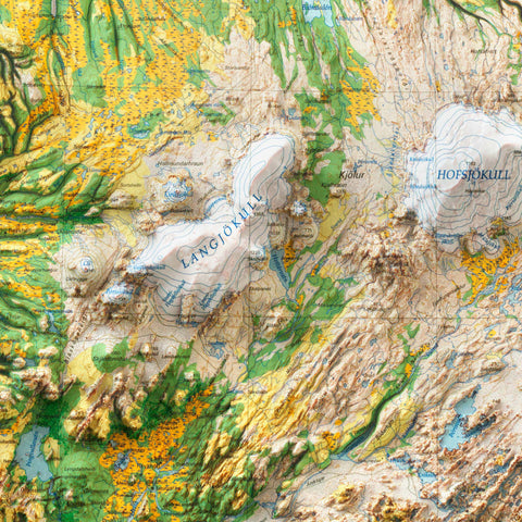 Iceland, Soil map - 1998, 2D printed shaded relief map with 3D effect of a 1998 soil map of Iceland. Shop our beautiful fine art printed maps on supreme Cotton paper. Vintage maps digitally restored and enhanced with a 3D effect. VizCart from Vizart