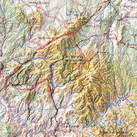 Lagos (Portugal), Topographic map - 1944, 2D printed shaded relief map with 3D effect of a 1944 topographic map of Lagos (Portugal). Shop our beautiful fine art printed maps on supreme Cotton paper. Vintage maps digitally restored and enhanced with a 3D effect. VizCart from Vizart