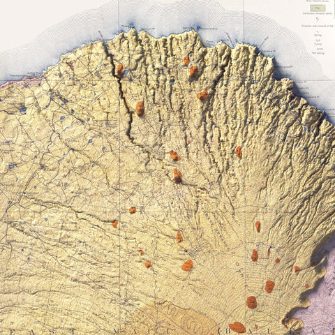 Maui (Hawaii, USA), Geological map - 1942, 2D printed shaded relief map with 3D effect of a 1942 geological map of Maui (Hawaii, USA). Shop our beautiful fine art printed maps on supreme Cotton paper. Vintage maps digitally restored and enhanced with a 3D effect. VizCart from Vizart