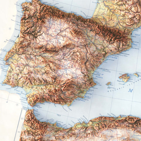 Mediterranean Sea, Topographic map - 1937, 2D printed shaded relief map with 3D effect of a 1937 topographic map of Mediterranean Sea. Shop our beautiful fine art printed maps on supreme Cotton paper. Vintage maps digitally restored and enhanced with a 3D effect. VizCart from Vizart