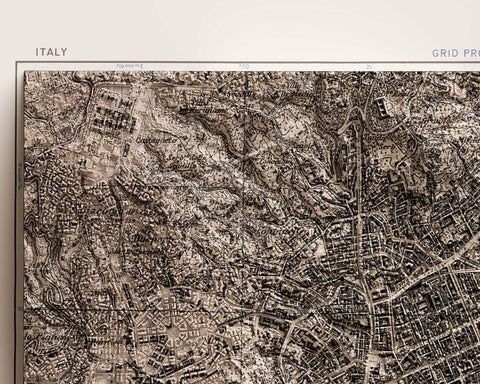 Naples (Italy), City map - 1943, 2D printed shaded relief map with 3D effect of a 1943 city map of Naples. Shop our beautiful fine art printed maps on supreme Cotton paper. Vintage maps digitally restored and enhanced with a 3D effect., VizCart from Vizart
