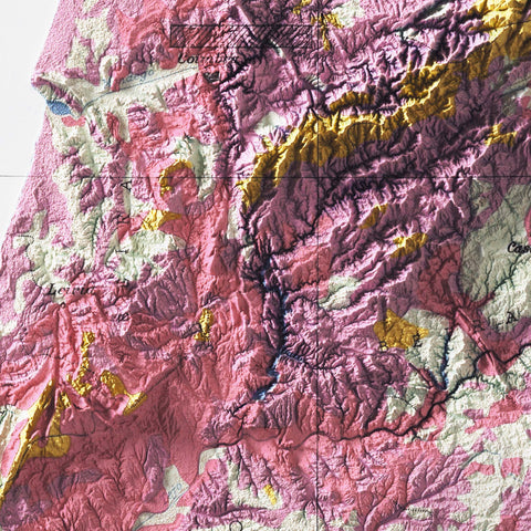 Portugal 1958 soil restored antique shaded relief map print on fine art paper close-up