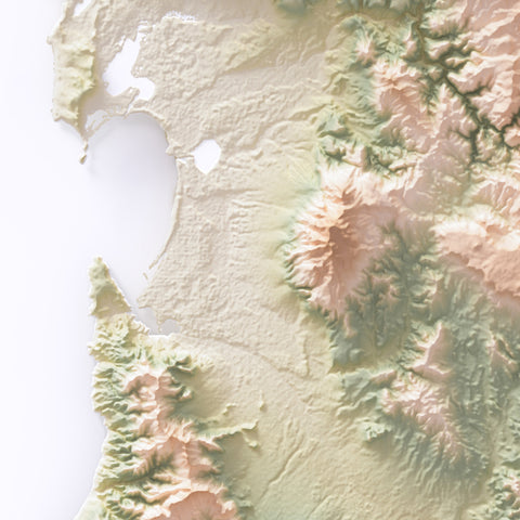 Sardinia (Italy) geo shaded relief elevation map printed on fine art paper close-up