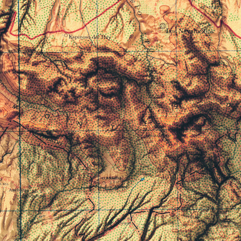 Toledo (Spain), Topographic map - 1944, 2D printed shaded relief map with 3D effect of a 1944 topographic map of Toledo (Spain). Shop our beautiful fine art printed maps on supreme Cotton paper. Vintage maps digitally restored and enhanced with a 3D effect. VizCart from Vizart