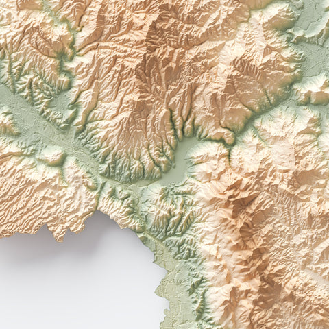 Umbria (Italy) geo shaded relief elevation map printed on fine art paper close-up