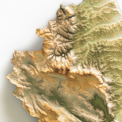 Abruzzo (Italy) GEO elevation tint shaded relief map print with 3D effect fine art wall decor. VizCart from Vizart