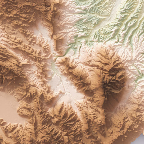 Abruzzo (Italy) geo shaded relief elevation map printed on fine art paper close-up