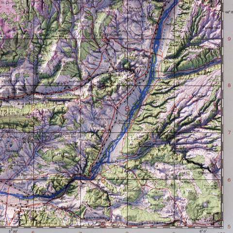 Avignon (France), Topographic map - 1943, 2D printed shaded relief map with 3D effect of a 1943 topographic map of Avignon (France). Shop our beautiful fine art printed maps on supreme Cotton paper. Vintage maps digitally restored and enhanced with a 3D effect. VizCart from Vizart